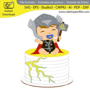 Baby Thor Marvel Movie Cake Topper Digital Cutting File SVG DXF Silhouette Cricut Scanncut Layered Instant Download
