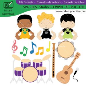 Baby Instruments cake topper cutting file Silhouette File, SVG, DXF, PDF, Scanncut, Cricut maker