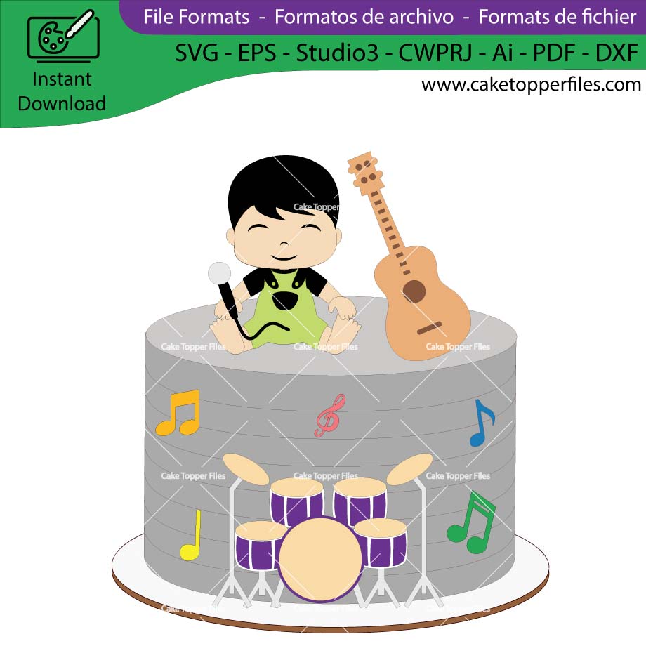 Amazon.com: Musician birthday drum set cake topper,drum kit birthday cake  topper,rockstar 50th birthday rock n roll drummer cake topper, (Drum)