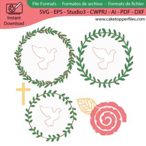 Baptism White Pigeon cake topper cutting file Silhouette File, SVG, DXF, PDF, Scanncut, Cricut maker
