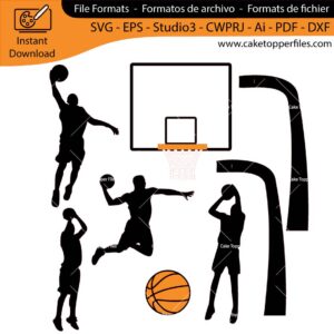 Basketball cake topper cutting file Silhouette File, SVG, DXF, PDF, Scanncut, Cricut maker