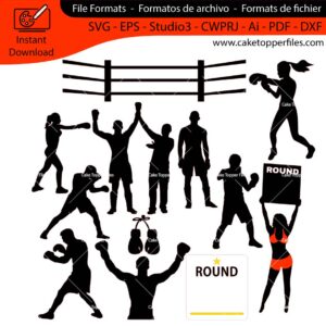 Boxing Sport cake topper cutting file Silhouette File, SVG, DXF, PDF, Scanncut, Cricut maker