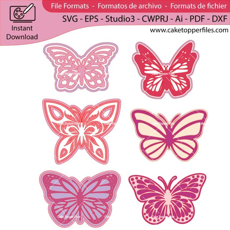 Embroidery Butterflies Layered Digital Cutting File