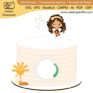 First Communion Girl cake topper cutting file Silhouette File, SVG, DXF, PDF, Scanncut, Cricut maker