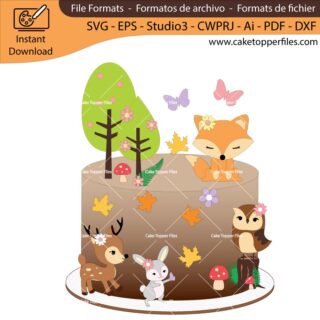 Forest Animals cake topper cutting file Silhouette File, SVG, DXF, PDF, Scanncut, Cricut maker