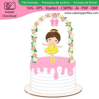 Girl Ballerina cake topper cutting file Silhouette File, SVG, DXF, PDF, Scanncut, Cricut maker