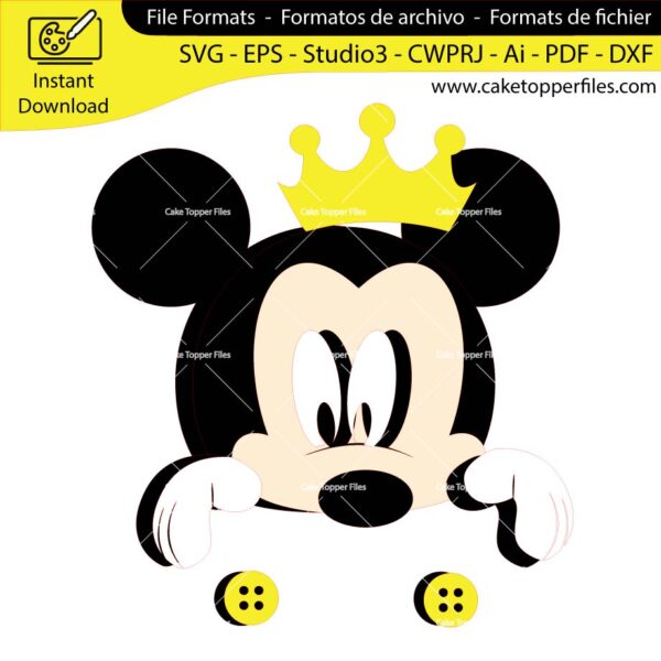 Mickey Mouse Head cake topper cutting file Silhouette File, SVG, DXF, PDF, Scanncut, Cricut maker