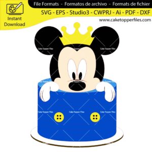 Mickey Mouse Head cake topper cutting file Silhouette File, SVG, DXF, PDF, Scanncut, Cricut maker