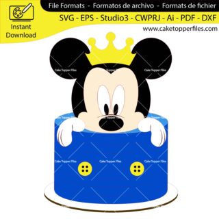 Mickey Mouse Head cake topper cutting file Silhouette File, SVG, DXF, PDF, Scanncut, Cricut maker