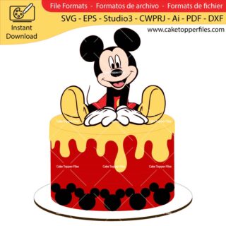 Mickey Mouse Sitting cake topper cutting file Silhouette File, SVG, DXF, PDF, Scanncut, Cricut maker