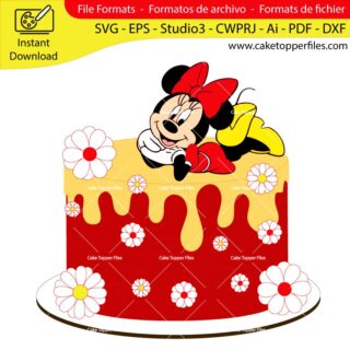 Minnie Mouse Flower cake topper cutting file Silhouette File, SVG, DXF, PDF, Scanncut, Cricut maker
