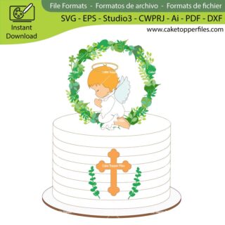 Praying Angel cake topper cutting file Silhouette File, SVG, DXF, PDF, Scanncut, Cricut maker