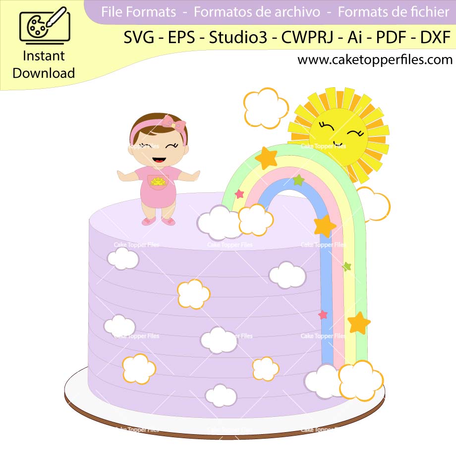 Rainbow Baby Colorful Cake Topper Cut File 