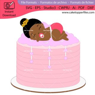 Sleeping Baby Girl cake topper cutting file Silhouette File, SVG, DXF, PDF, Scanncut, Cricut maker