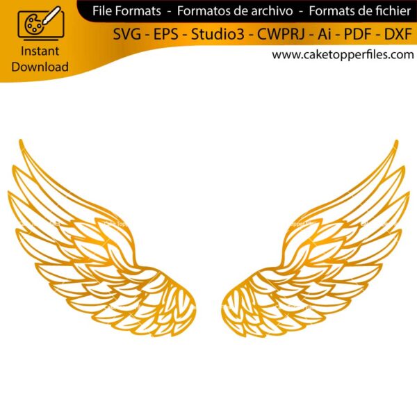 Wings cake topper cutting file Silhouette File, SVG, DXF, PDF, Scanncut, Cricut maker