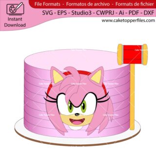 Amy Sonic cake topper cutting file Silhouette File, SVG, DXF, PDF, Scanncut, Cricut maker