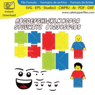 Lego Blocks cake topper cutting file Silhouette File, SVG, DXF, PDF, Scanncut, Cricut maker