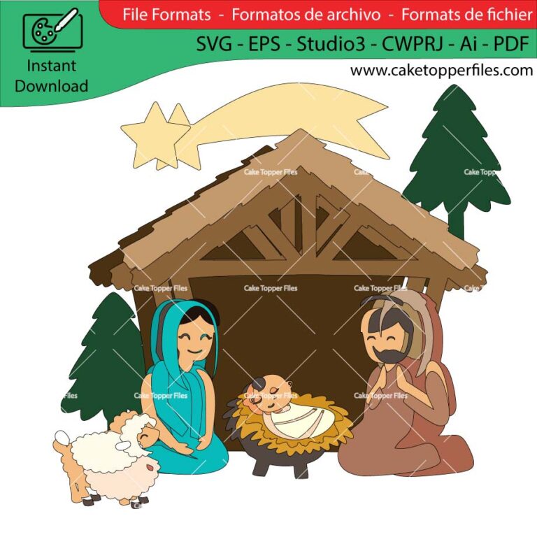 Christmas Nativity Scene layered cake topper cutting file