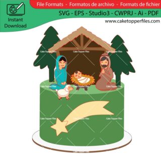 Christmas Nativity Scene cake topper cutting file Silhouette File, SVG, DXF, PDF, Scanncut, Cricut maker