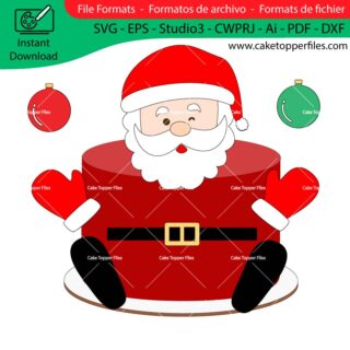 Christmas Santa Claus Body cake topper cutting file Silhouette File, SVG, DXF, PDF, Scanncut, Cricut maker