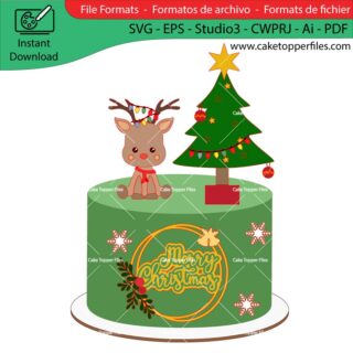 Christmas Tree and Baby Reindeer cake topper cutting file Silhouette File, SVG, DXF, PDF, Scanncut, Cricut maker